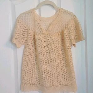 NWOT Handmade crochet cream top